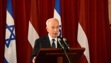 Shimon Peres in Riga (photo credit: Embassy) Shimon Peres visiting Riga, Latvia