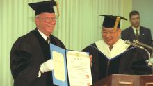 P.M. YITZHAK RABIN RECEIVING AN HONORARY DOCTORATE AT THE UNIVERSITY OF SEOUL, SOUTH KOREA