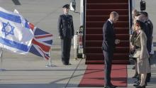 Britain's Prince William arrives on a Royal Air Force plane at Ben Gurion airport outside Tel Aviv, Israel on June 25, 2018. (AP Photo/Sebastian Scheiner)