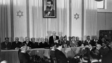 Ben Gurion declares independence of Israel, 1948.