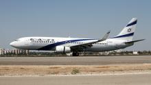 EL AL ISRAEL AIRLINES PLANE LANDING AT BEN-GURION INTERNATIONAL AIRPORT.