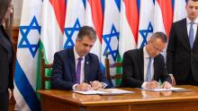 Min. Cohen and Min. Szijjarto signing Stipendium Hungaricum (photo credit: Embassy) Min. Cohen and Min. Szijjarto signing Stipendium Hungaricum