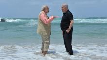 PM Netanyahu and PM Modi at Olga beach