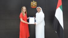 H.E Liron Zaslansky presented her credentials as Israel’s first Consul-General in Dubai to Director of the Ministry of Foreign Affair’s Dubai Office, H.E. Sheikh Maktoum bin Butti Al Maktoum. (photo credit: MoFA UAE) H.E Liron Zaslansky presented her credentials as Israel’s first Consul-General in Dubai to Director of the Ministry of Foreign Affair’s Dubai Office, H.E. Sheikh Maktoum bin Butti Al Maktoum.