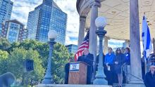 housands gather on Boston Common to stand with Israel following the events of October 7th, 2023 (photo credit: MFA) housands gather on Boston Common to stand with Israel following the events of October 7th, 2023