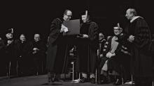 Prime Minister Golda Meir (photo credit: MILNER MOSHE לע"מ) THE DEAN OF THE BRANDEIS UNIVERSITY PRESENTING P.M. GOLDA MEIR WITH THE DIPLOMA OF HONORARY DOCTOR, IN BOSTON