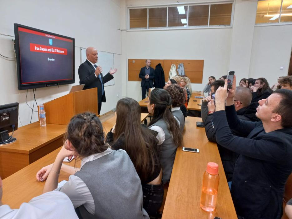 Ambassador Sfari giving lecture at Sofia University (photo credit: Embassy of Israel Sofia) Ambassador Sfari giving lecture at Sofia University