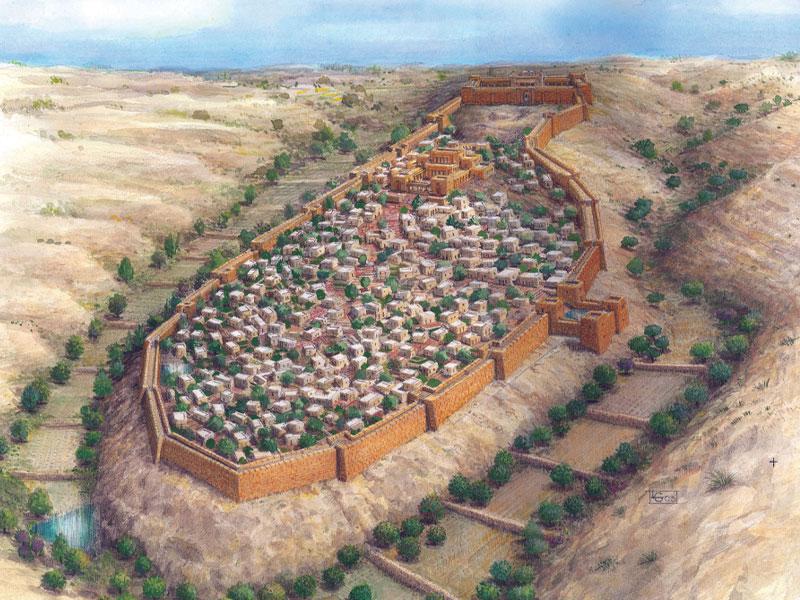 Illustration of the the First Temple Period city fortification built in the days of King Uzziah