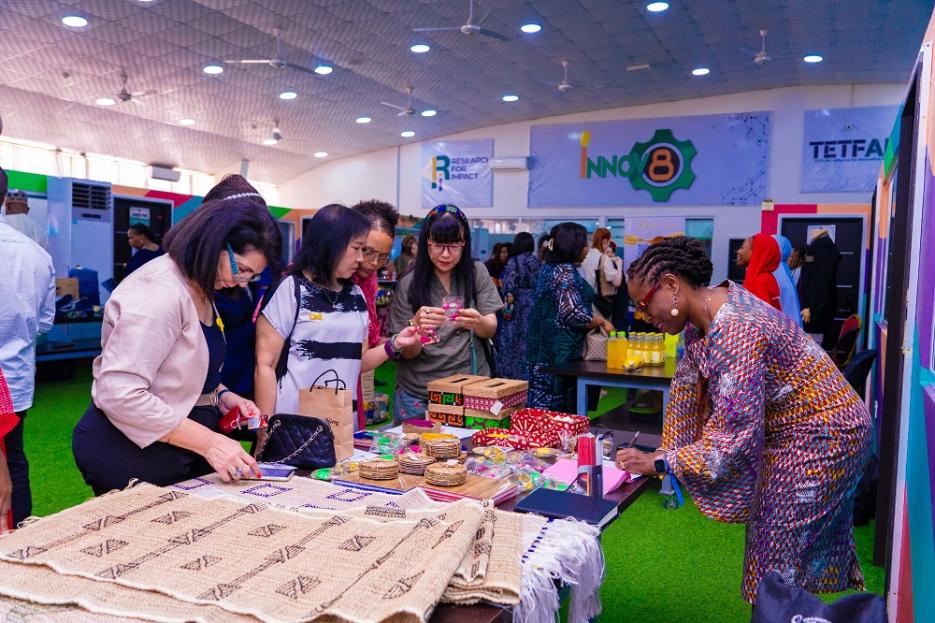 Guests at the exhibition stand for women's day celebration