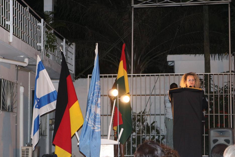 H.E. Shani Cooper speaking at the 2019 Holocaust Memorial Day Event