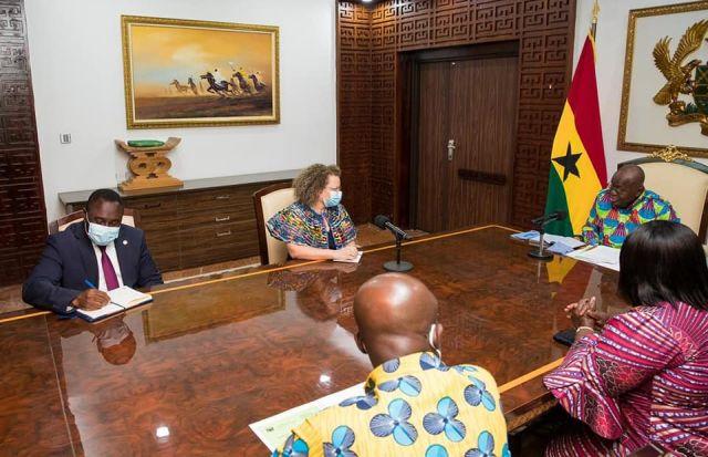 Ambassador Cooper with President Akufo-Addo (photo credit: MFA Accra) Ambassador Cooper with President Akufo-Addo