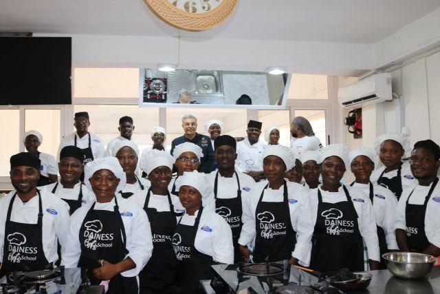 Chef Kobi with Students at the Dainess Chef School (photo credit: MFA Accra) Chef Kobi with Students at the Dainess Chef School