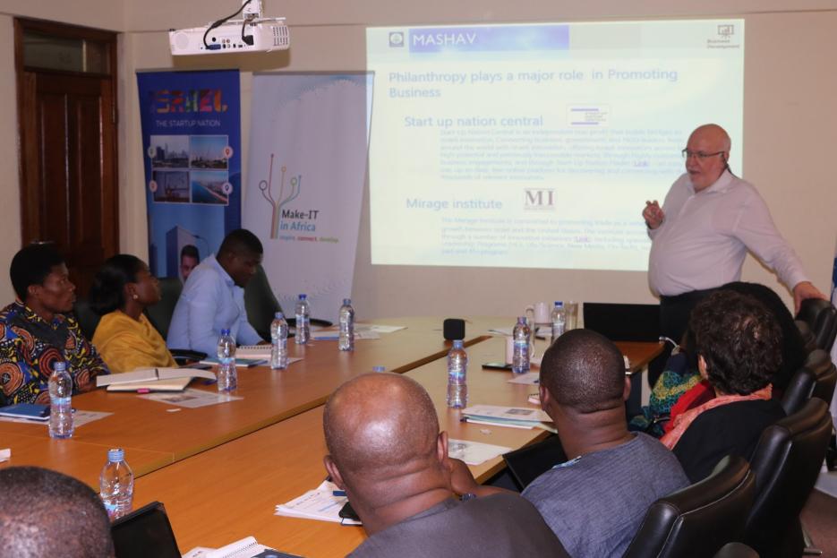 Mr. Haim Gilad at the Innovation Workshop (photo credit: MFA Accra) Mr. Haim Gilad at the Innovation Workshop