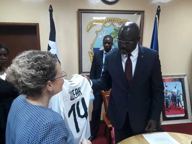 Ambassador Cooper with President George Weah (photo credit: MFA Accra) Ambassador Cooper with President George Weah