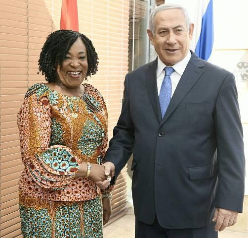 Hon. Shirley Ayorkor Botchwey with Prime Minister Benjamin Netanyahu in Israel (photo credit: MFA Accra) Hon. Shirley Ayorkor Botchwey with Prime Minister Benjamin Netanyahu in Israel