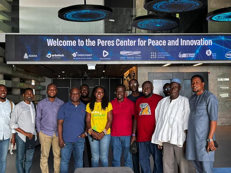 Delegation at the Peres Center for Peace and Innovation (photo credit: MFA Accra) Delegation at the Peres Center for Peace and Innovation