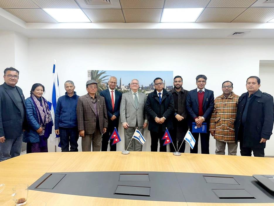 Ambassador Bass with Shalom Club Executive Committee Members (photo credit: Embassy of Israel in Kathmandu) Ambassador Bass with Shalom Club Executive Committee Members