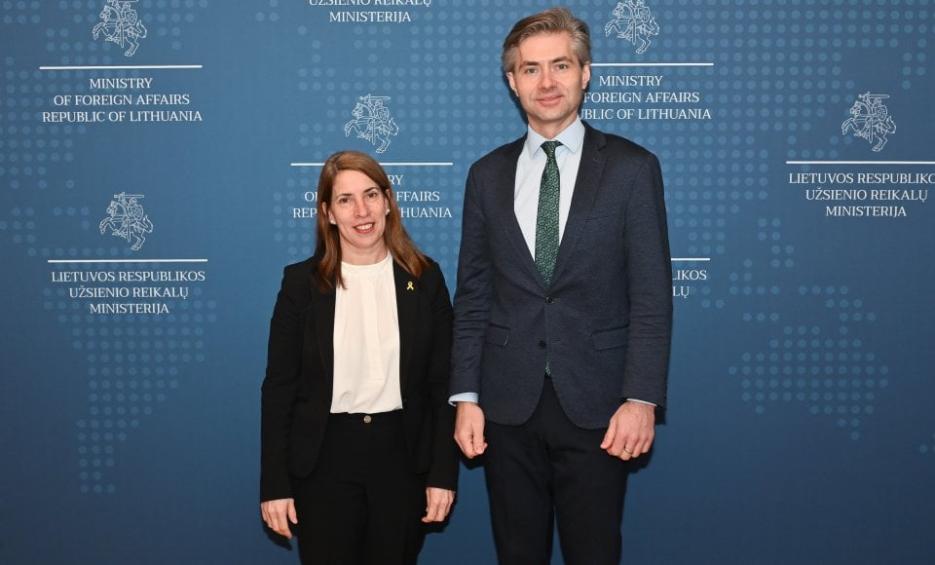 Ambassador with MFA Budrys (photo credit: MFA of Lithuania) Meeting with Lithuania FM