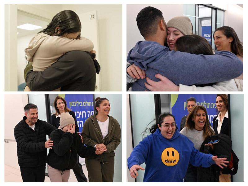 Returning hostages reuniting with their families (photo credit: © GPO/Haim Zach) Returning hostages reuniting with their families