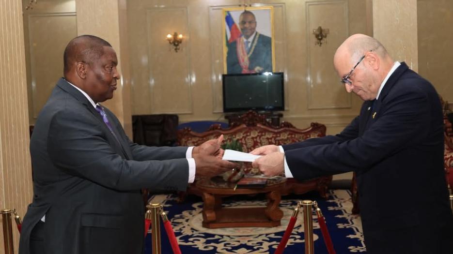 H.E. AMNON KALMAR, Ambassador of the Embassy of Israel to the Central African Republic with residence in Yaounde, Cameroon, was at the Renaissance Palace in Bangui, on March 17, 2025 to present his letter of credence to H.E. Faustin-Archange Touadéra, pr (photo credit: H.E. AMNON KALMAR, Ambassador of the Embassy of Israel to the Central African Republic with residence in Yaounde, Cameroon, was at the Renaissance Palace in Bangui, on March 17, 2025 to present his letter of credence to H.E. Faustin-Archange Touadéra, pr) H.E. AMNON KALMAR, Ambassador of the Embassy of Israel to the Central African Republic with residence in Yaounde, Cameroon, was at the Renaissance Palace in Bangui, on March 17, 2025 to present his letter of credence to H.E. Faustin-Archange Touadéra, president of the Central African Republic.