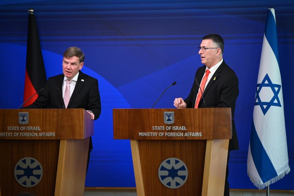 FM Sa'ar and German FM Johann Wadephul at the Joint Press Conference (photo credit: GPO/Rafi Ben Hakun) FM Sa'ar and German FM Johann Wadephul at the Joint Press Conference