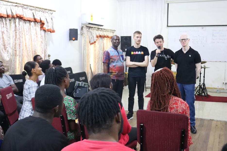 Israeli Jazz Trio at the University of Ghana (photo credit: MFA Accra) Israeli Jazz Trio at the University of Ghana
