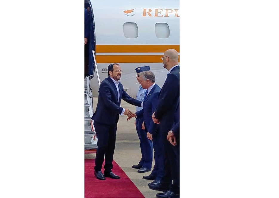 Pres Christodoulides arrives in Israel (photo credit: Embassy of Israel) Pres Christodoulides arrives in Israel
