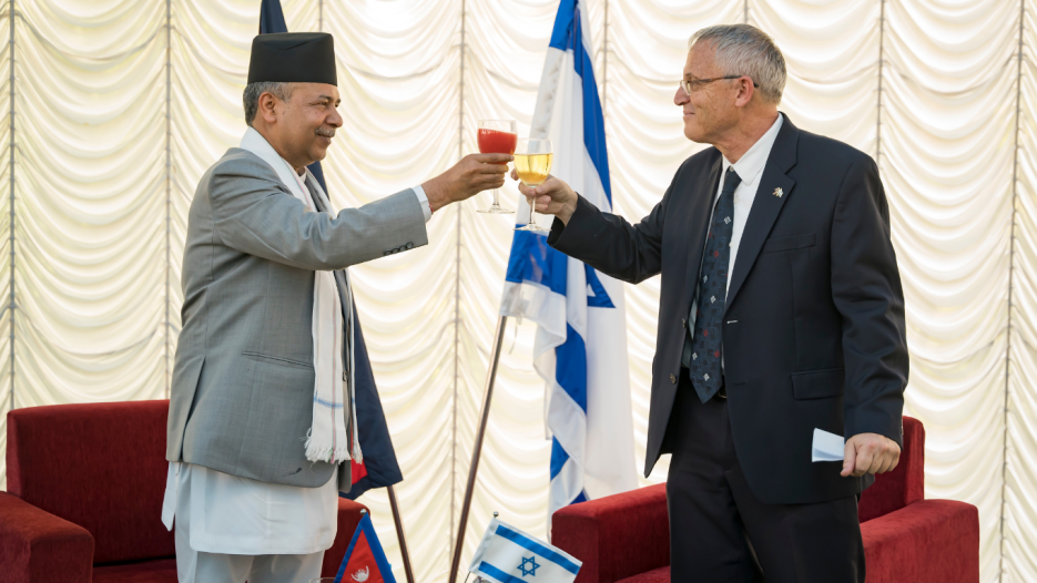 Israel's Independence Day with Vice President of Nepal (photo credit: Embassy of Israel in Nepal) Israel's Independence Day with Vice President of Nepal