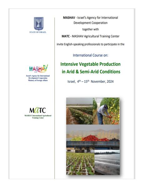 MASHAV Course on "Intensive Vegetable Production in Arid & Semi-Arid Conditions"