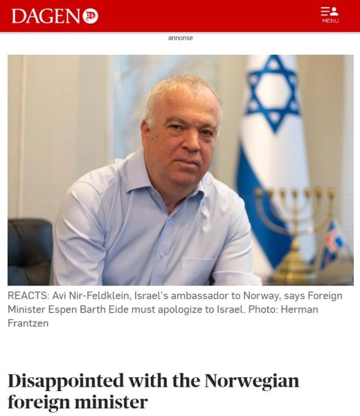 Disappointed with the Norwegian foreign minister