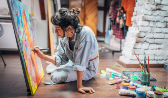 Young female painter at work