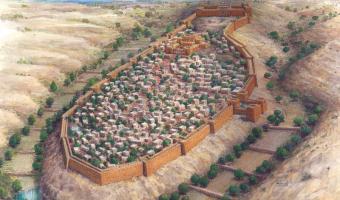 Illustration of the the First Temple Period city fortification built in the days of King Uzziah