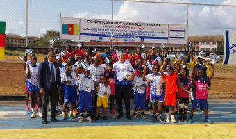 Hand-over ceremony of sports equipment 