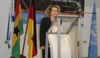 H.E. Shani Cooper giving remarks at the International Holocaust Memorial Day 