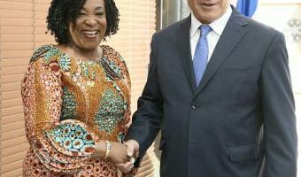 Hon. Shirley Ayorkor Botchwey with Prime Minister Benjamin Netanyahu in Israel  