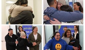 Returning hostages reuniting with their families