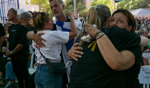 President Isaac Herzog attends the funeral of hostage Yonatan Samerano